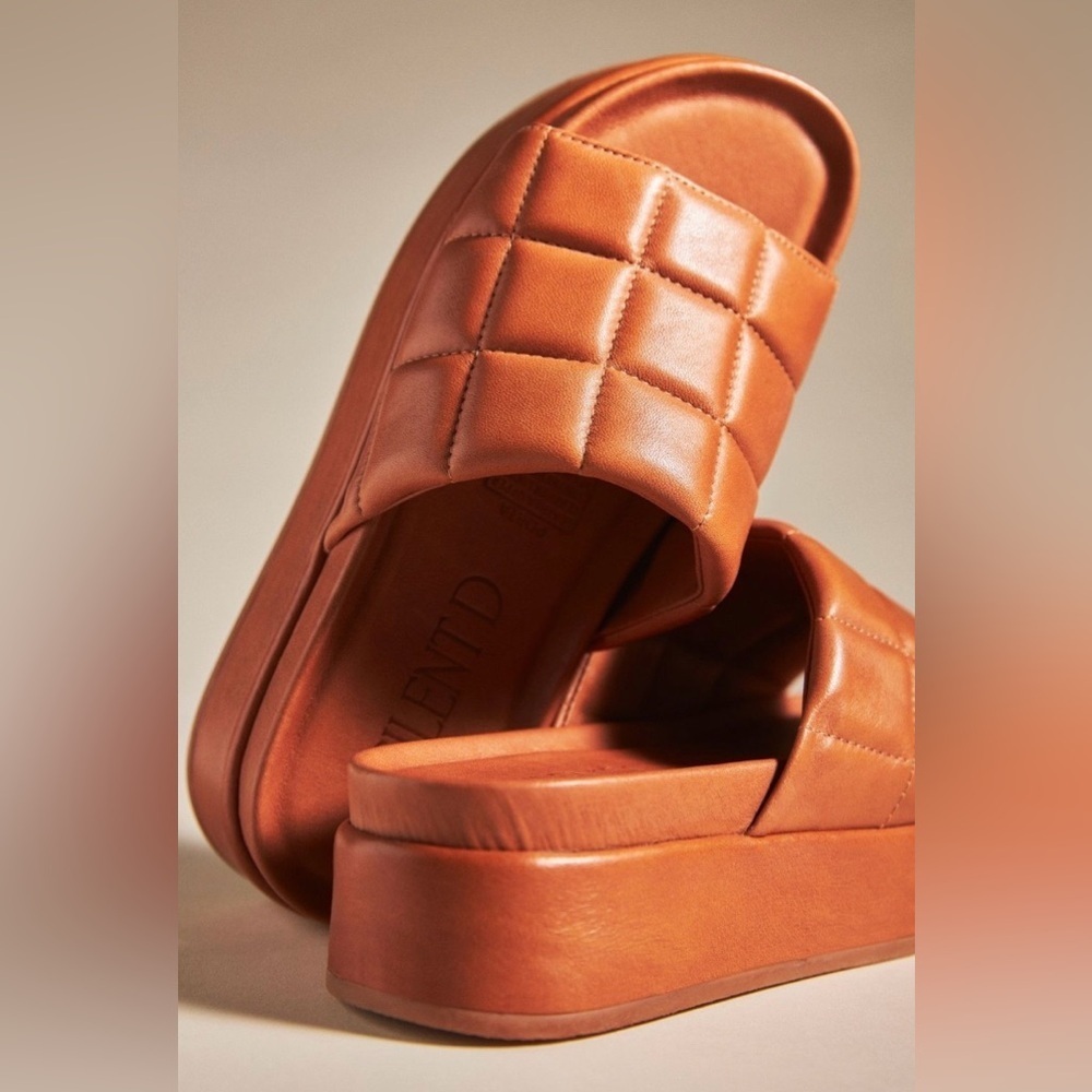 Silent D Porta Leather Slide Sandals Cedar Brown NWOT Size 38 US 7–7.5